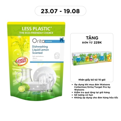 ORITA - Nước Rửa Bát Orita Hương Chanh Lemon Scented Dish Washing Liquid 500ml image