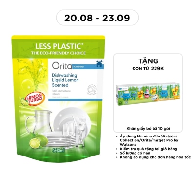 ORITA - Nước Rửa Bát Orita Hương Chanh Lemon Scented Dish Washing Liquid 500ml image