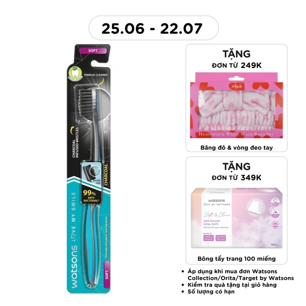 Watsons Charcoal Toothbrush (Soft) 1Pcs