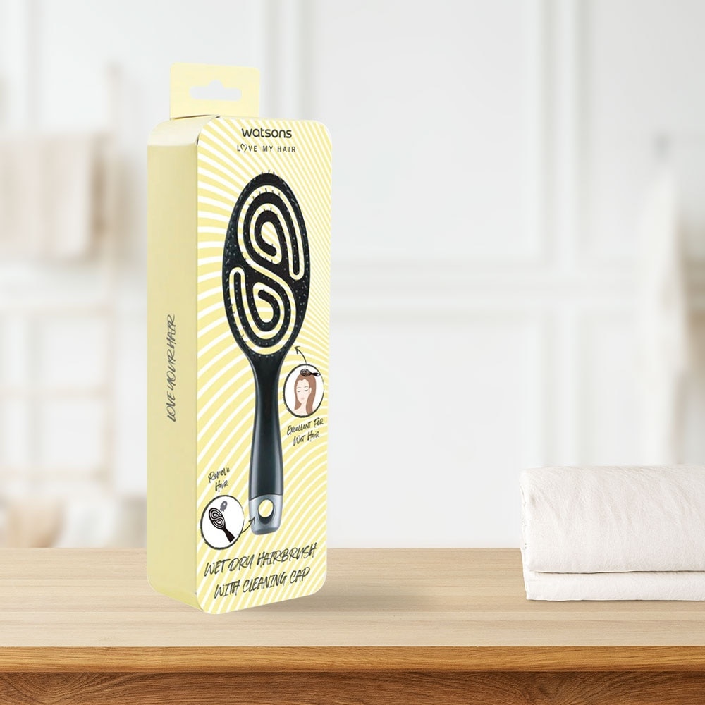 Wet Dry Hair Brush With Cleaning Cap 1s