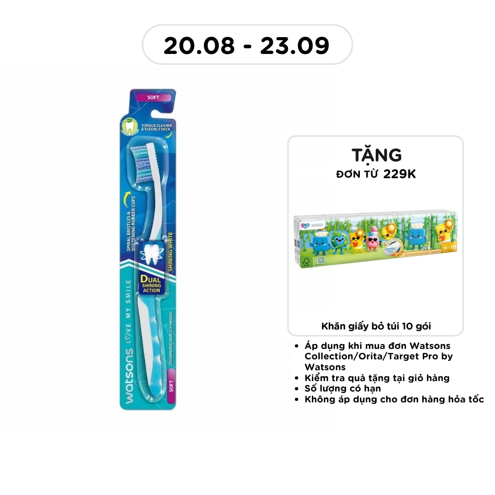 Bàn Chải Đánh Răng Watsons Shining White Toothbrush (Soft) 1s image