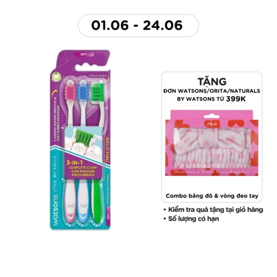 WATSONS - Triple Action Toothbrush (Soft) 3s