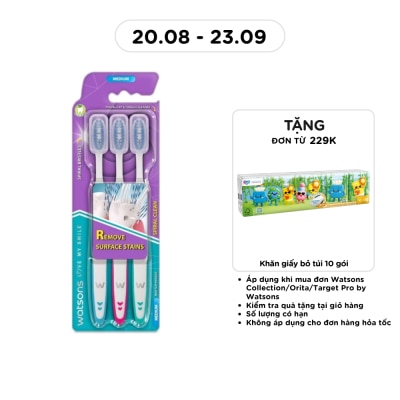 WATSONS - Bàn Chải Đánh Răng Watsons Spiral Clean Toothbrush (Medium) 3s image
