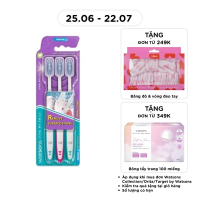WATSONS - Spiral Clean Toothbrush (Medium) 3s