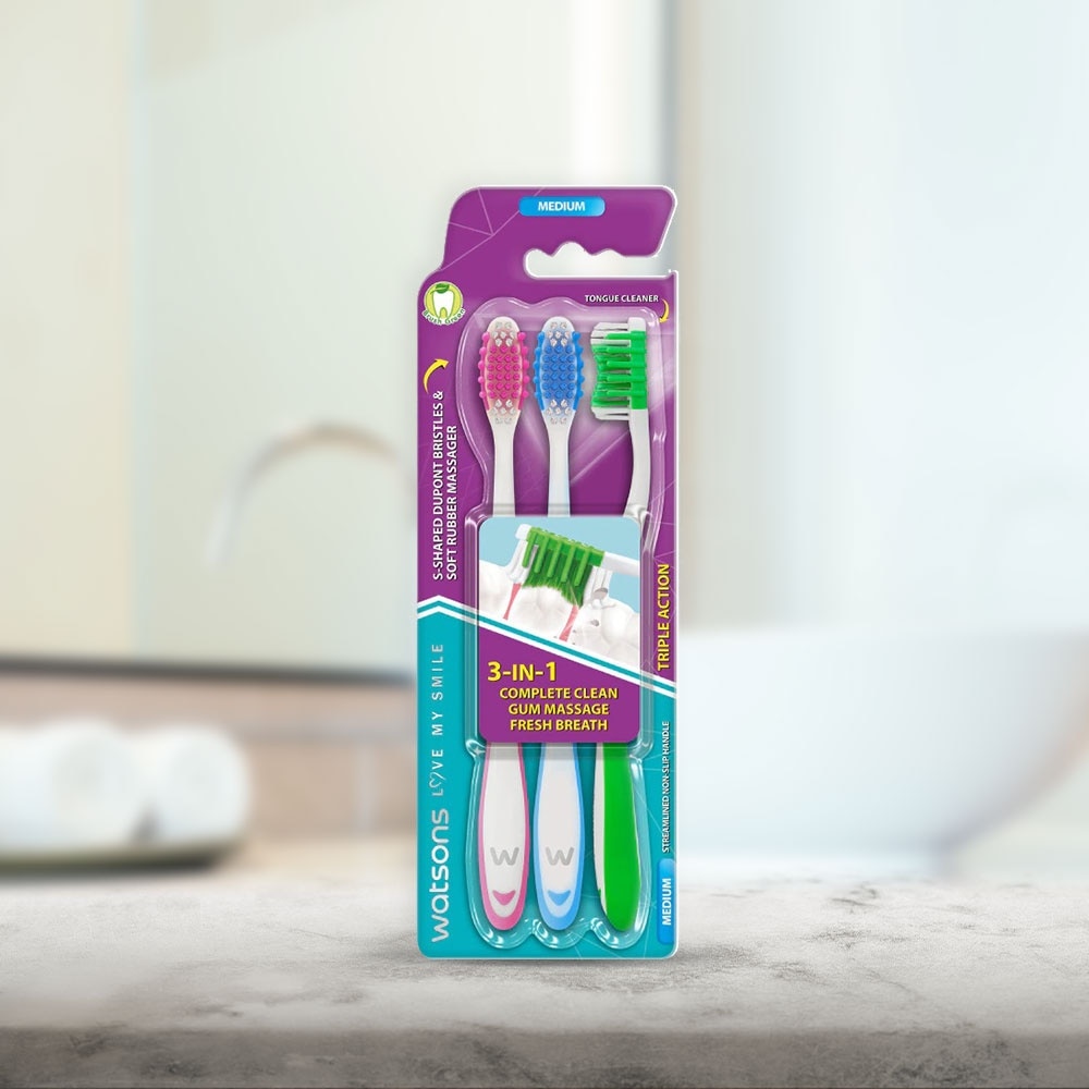 Triple Action Toothbrush (Medium) 3s