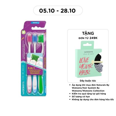 WATSONS Triple Action Toothbrush (Medium) 3s image