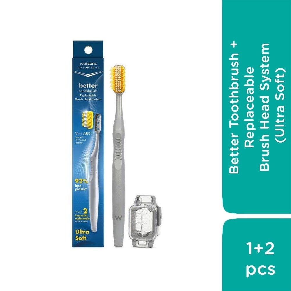 Bàn Chải Đánh Răng Watsons Better Toothbrush 1s with Replaceable Brush Heads 2pcs