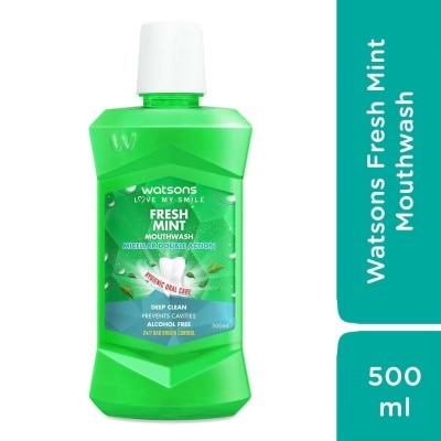 WATSONS Nước Súc Miệng Watsons Fresh Mint Mouthwash 500ml