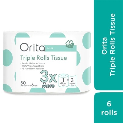 ORITA Giấy Cuộn Orita Triple Rolls Tissue 50meters Pack 6s