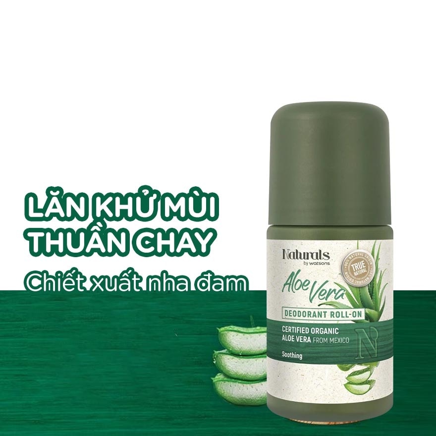 Lăn Khử Mùi Naturals By Watsons Chiết Xuất Lô Hội True Natural Aloe Vera Deodorant Roll-On 50ml