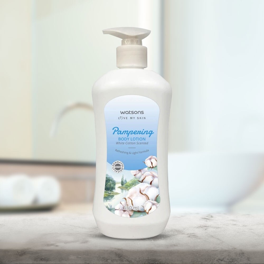 Pampering Body Lotion White Cotton Scented 550ml.