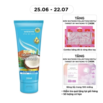 WATSONS - Dầu Xả Watsons Giúp Dưỡng Ẩm Tóc Hương Dừa 200ml