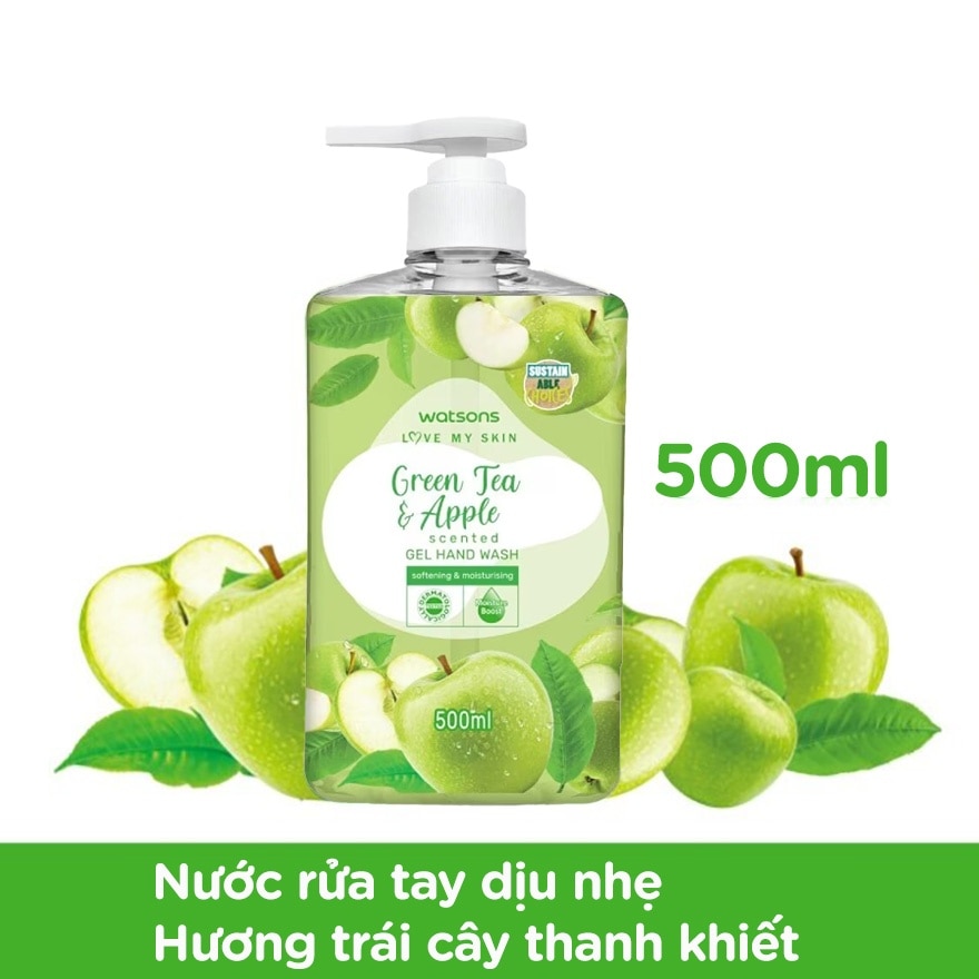 Love My Skin Green Tea Apple Scented Gel Hand Wash 500ml
