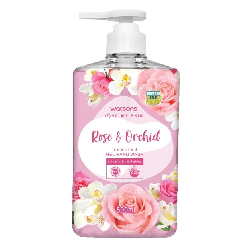 Gel Rửa Tay Watsons Love My Skin Rose Orchid Scented Gel Hand Wash 500ml