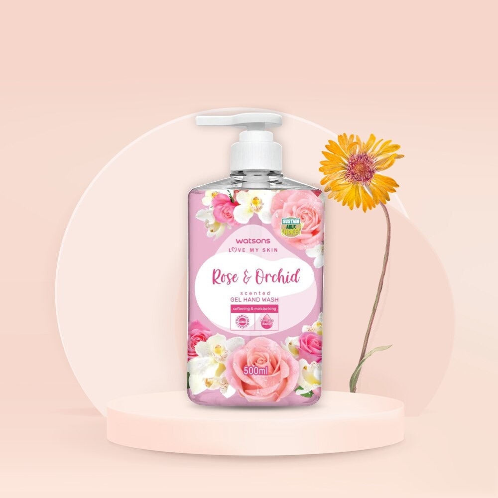 Gel Rửa Tay Watsons Love My Skin Rose Orchid Scented Gel Hand Wash 500ml