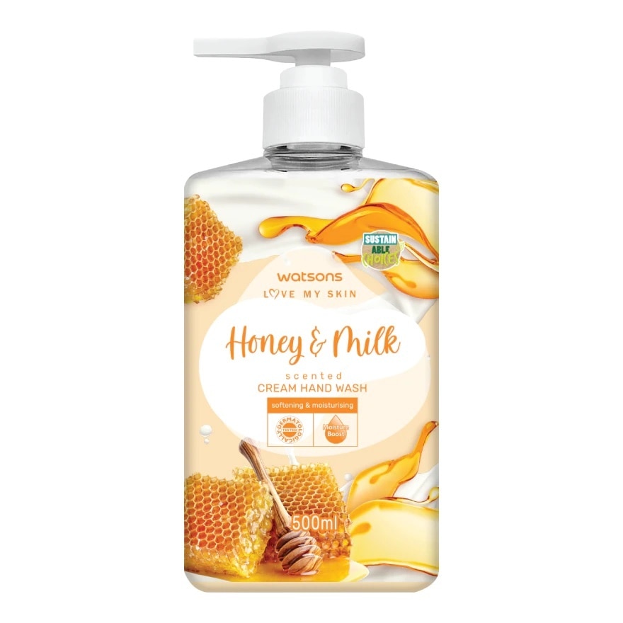 Kem Rửa Tay Watsons Love My Skin Honey Milk Scented Cream Hand Wash 500ml