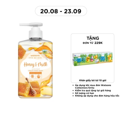 WATSONS - Kem Rửa Tay Watsons Love My Skin Honey Milk Scented Cream Hand Wash 500ml image