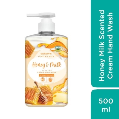 WATSONS - Kem Rửa Tay Watsons Love My Skin Honey Milk Scented Cream Hand Wash 500ml image
