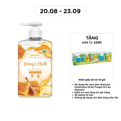WATSONS - Kem Rửa Tay Watsons Love My Skin Honey Milk Scented Cream Hand Wash 500ml image