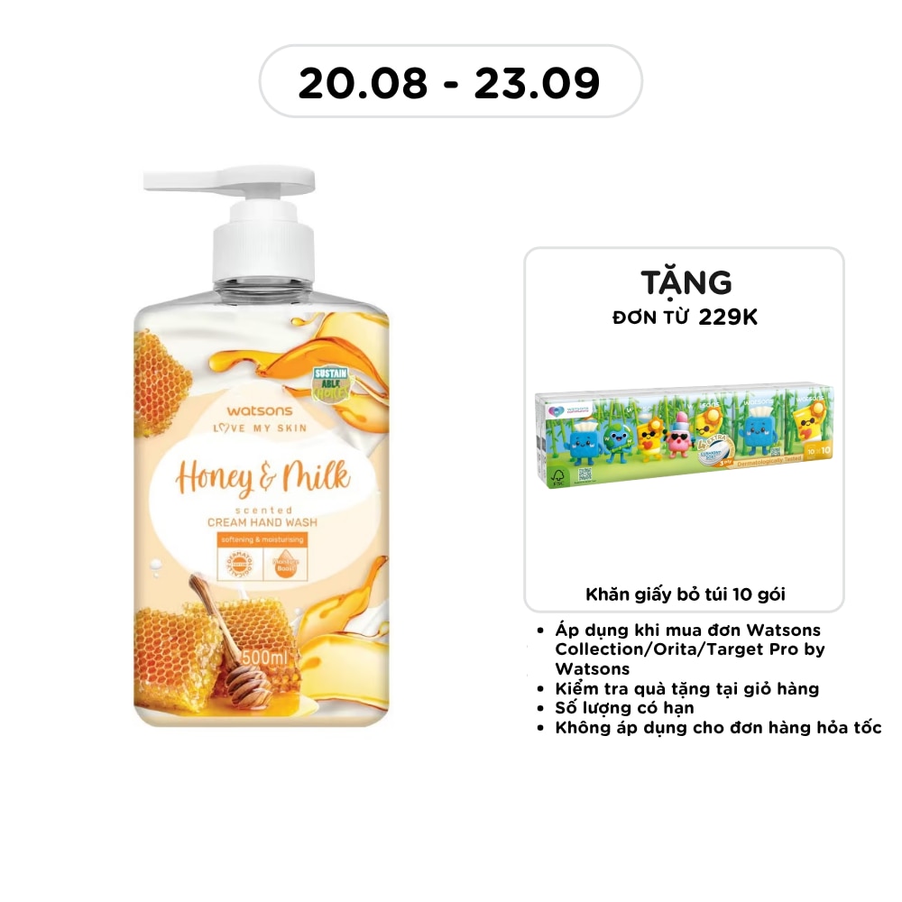 Kem Rửa Tay Watsons Love My Skin Honey Milk Scented Cream Hand Wash 500ml image