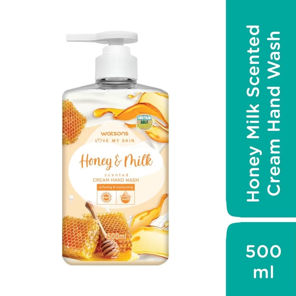 Kem Rửa Tay Watsons Love My Skin Honey Milk Scented Cream Hand Wash 500ml image