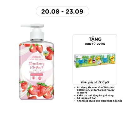 WATSONS - Kem Rửa Tay Watsons Love My Skin Strawberry Yoghurt Scented Cream Hand Wash 500ml image