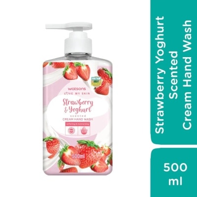 WATSONS Kem Rửa Tay Watsons Love My Skin Strawberry Yoghurt Scented Cream Hand Wash 500ml