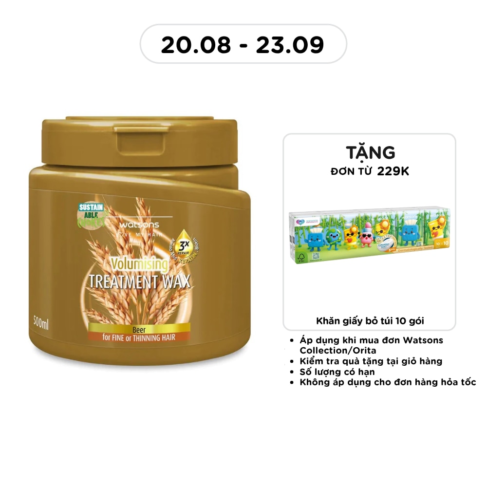 Kem Ủ Tóc Watsons Treatment Wax Beer for Fine Or Thinning Hair 500ml image