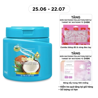 WATSONS - Kem Ủ Tóc Watsons Treatment Wax Coconut for Fine Or Limp Hair 500ml