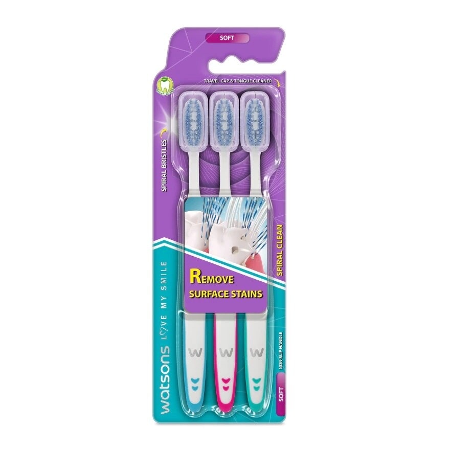 Spiral Clean Toothbrush (Soft) 3s