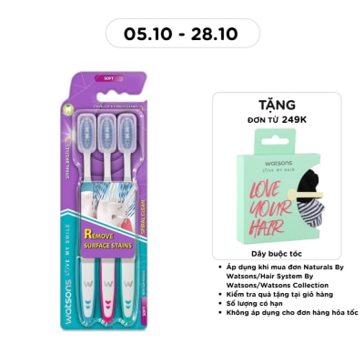 WATSONS Spiral Clean Toothbrush (Soft) 3s image