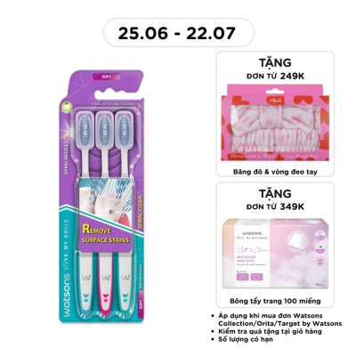 WATSONS - Spiral Clean Toothbrush (Soft) 3s