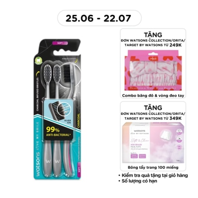 WATSONS - Charcoal Toothbrush (Soft) 3s