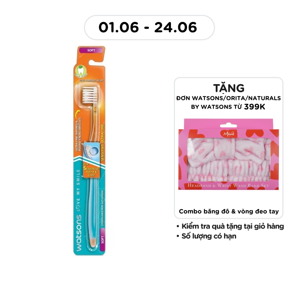 Bàn Chải Đánh Răng Watsons Sensitive Ultra Fine Toothbrush (Soft) 1 cây