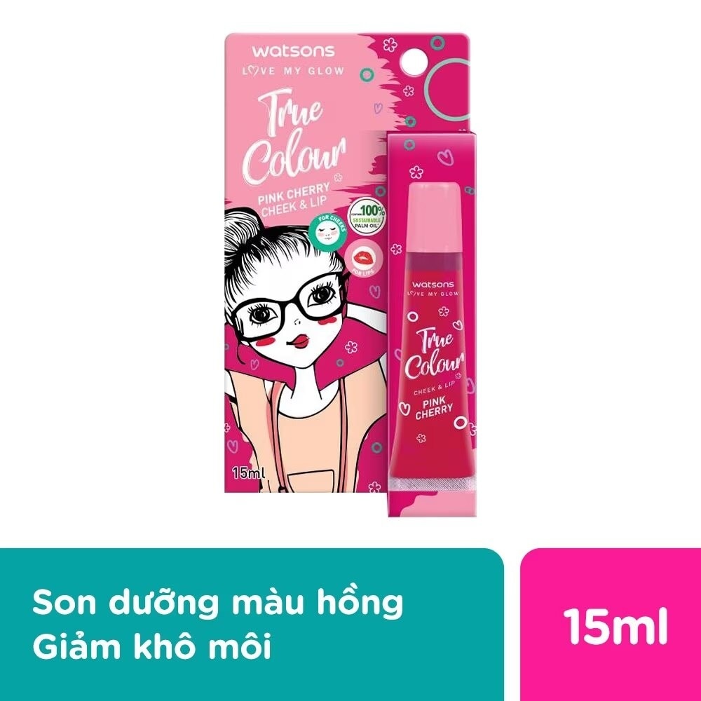 Son Dưỡng Có Màu Watsons Dành Cho Má Và Môi Pink Cherry 15ml