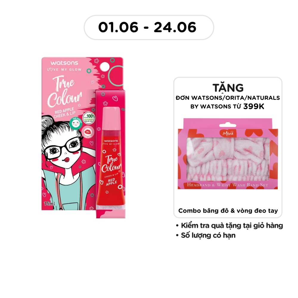 Son Dưỡng Có Màu Watsons Dành Cho Má Và Môi Red Apple 15ml