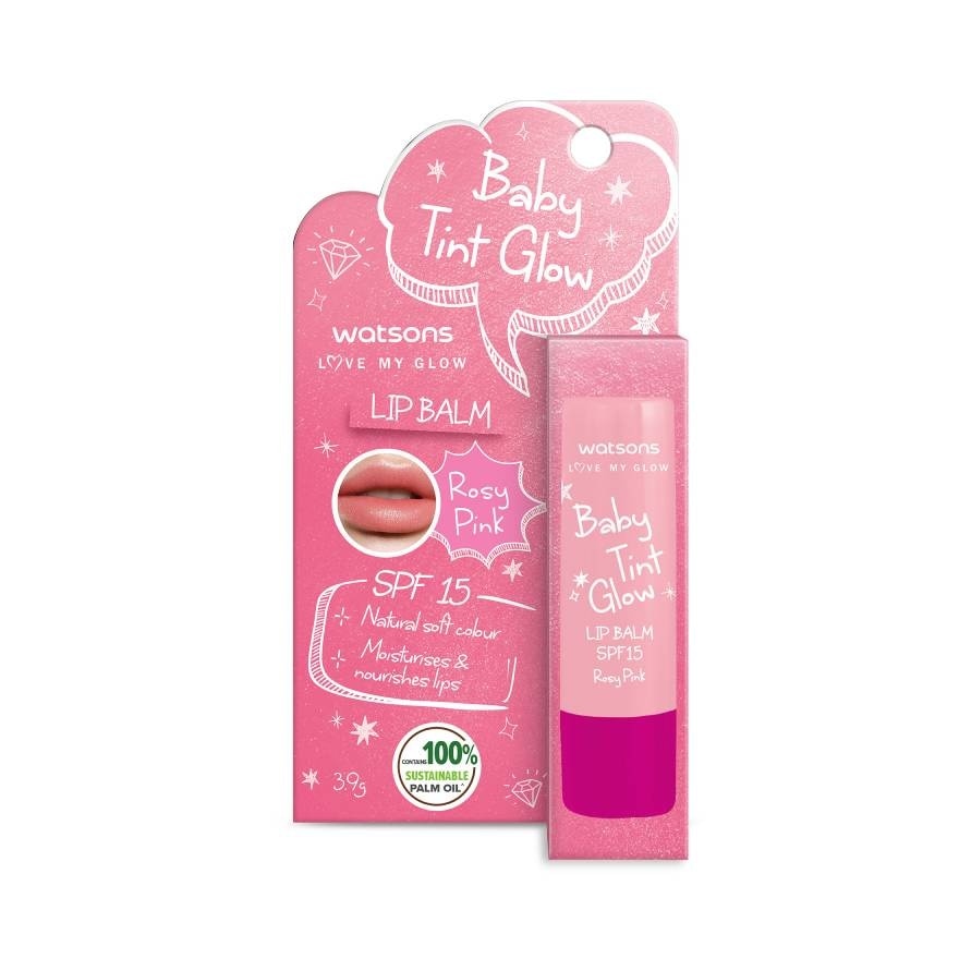 Son Dưỡng Có Màu Watsons Baby Tint Glow Rosy Pink SPF15 3.9g