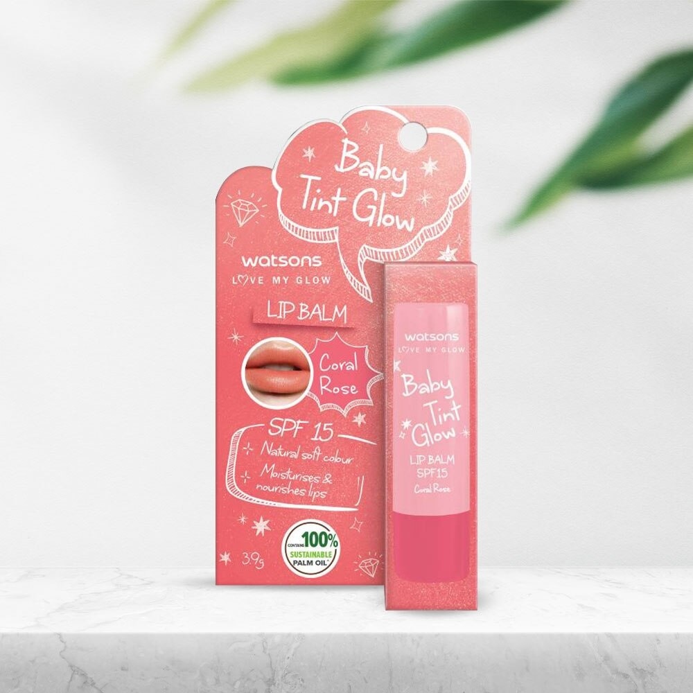 Son Dưỡng Có Màu Watsons Baby Tint Glow Coral Rose SPF15 3.9g