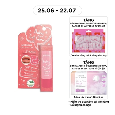 WATSONS - Son Dưỡng Có Màu Watsons Baby Tint Glow Coral Rose SPF15 3.9g