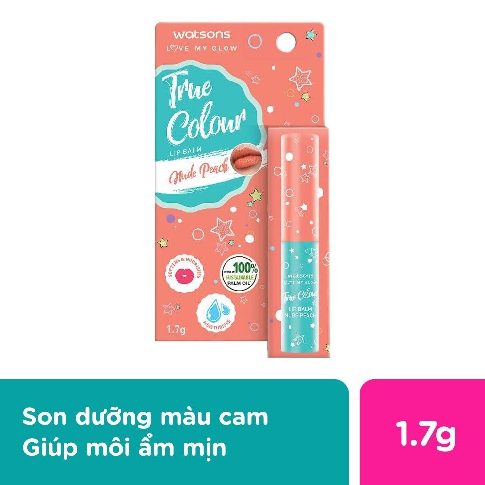 Son Dưỡng Có Màu Watsons True Color Nude Peach 1.7g