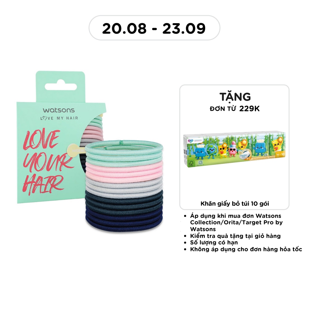Set Dây Buộc Tóc Watsons Medium Hair Ties Assorted Colors 15Pcs image