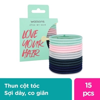 WATSONS Set Dây Buộc Tóc Watsons Medium Hair Ties Assorted Colors 15Pcs