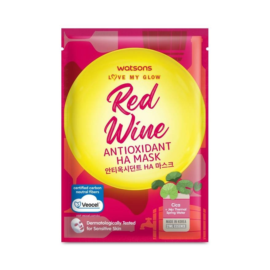 Mặt Nạ Watsons Love My Glow Red Wine Antioxidant Ha Mask 21ml