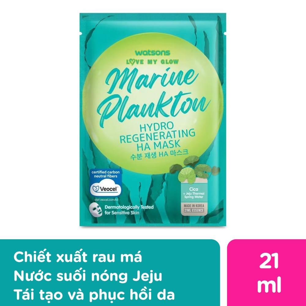 Mặt Nạ Watsons Love My Glow Marine Plankton Hydro Regenerating HA Mask 21ml