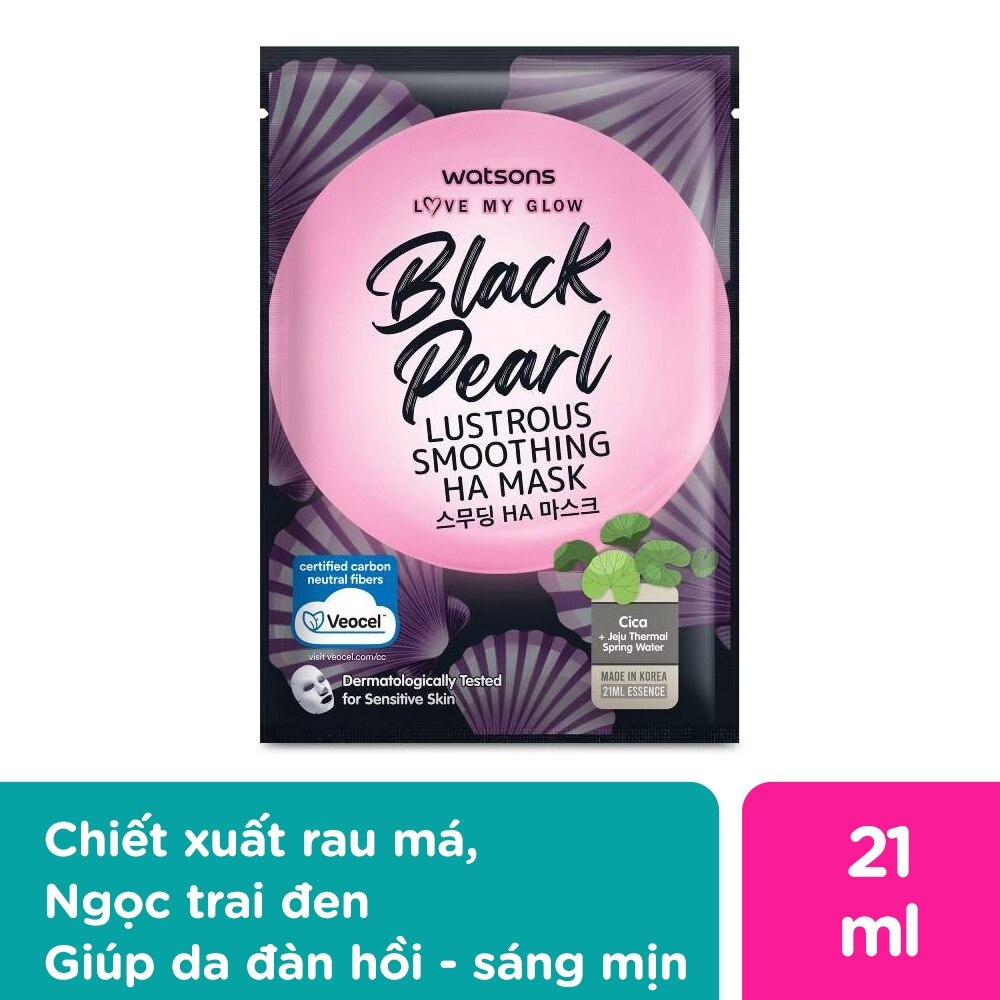 Mặt Nạ Watsons Love My Glow Black Pearl Lustrous Smoothing HA Mask 21ml