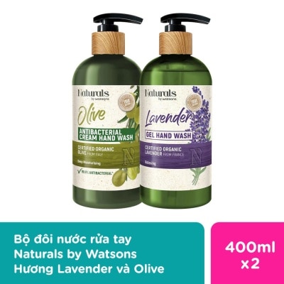 NATURALS BY WATSONS Bộ Đôi Nước Rửa Tay Thiên Nhiên Naturals By Watsons Hương Lavender Và Olive 400ml