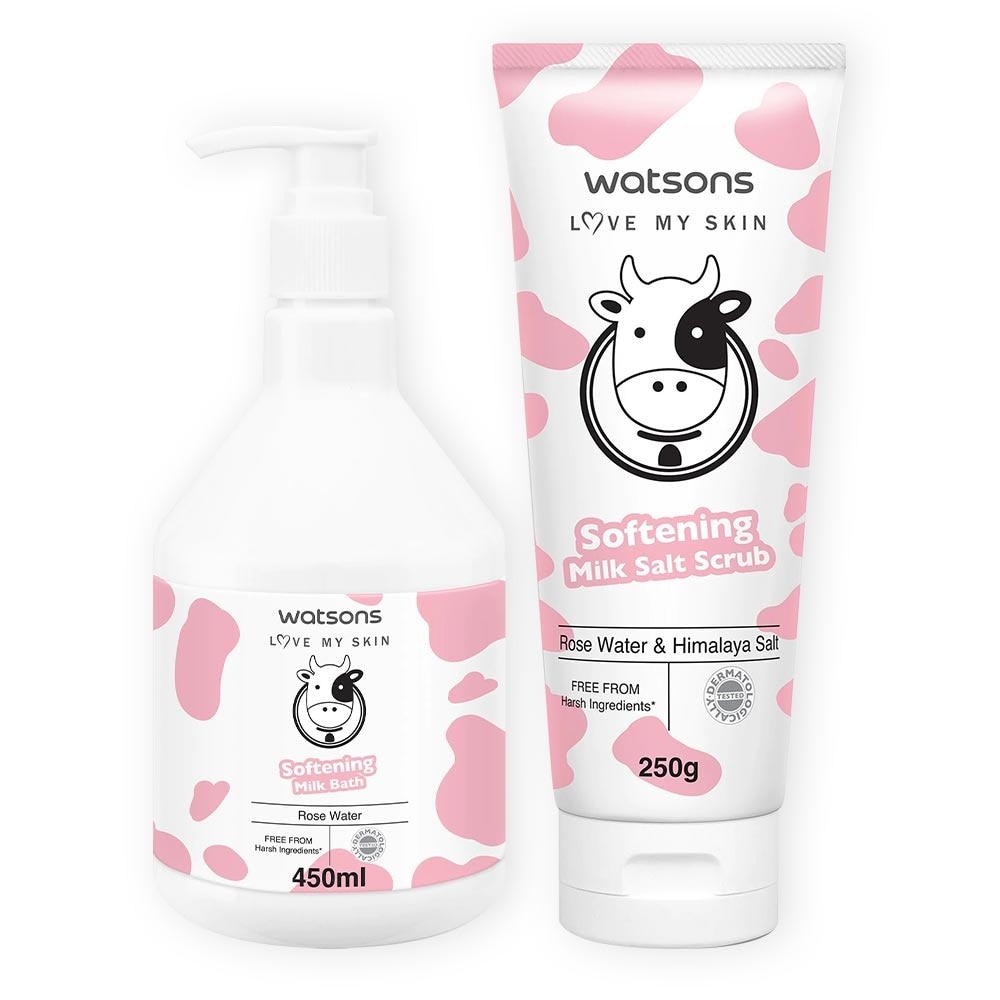 Combo 2pcs Watsons LMS Milk Bath 450ml + Srub 250ml