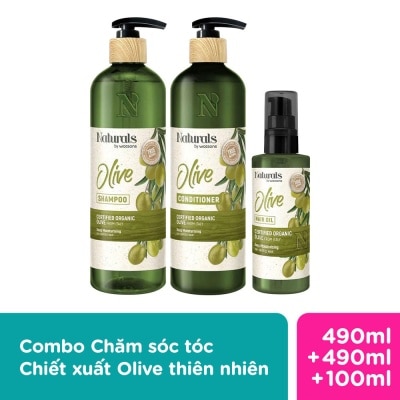 NATURALS BY WATSONS Combo Chăm Sóc Tóc Từ Thiên Nhiên Chiết Xuất Olive Naturals By Watsons