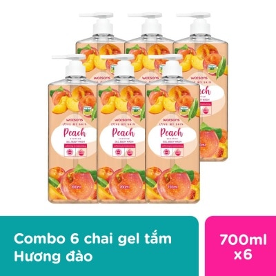 WATSONS Combo 6 Chai Gel Tắm Hương Đào Watsons Love My Skin 700ml