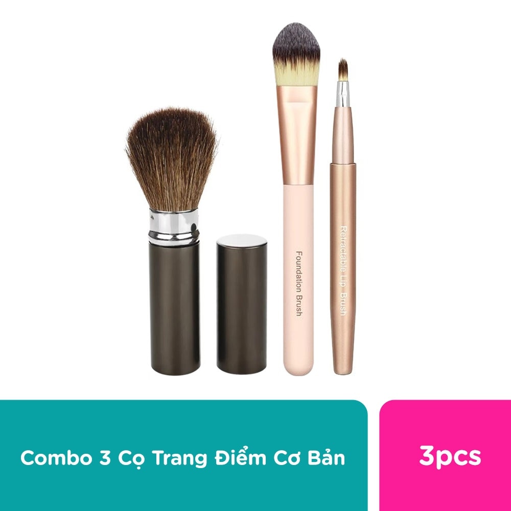 Combo 3 Cọ Trang Điểm Cơ Bản Watsons (Cọ Nền + Cọ Môi + Cọ Má)